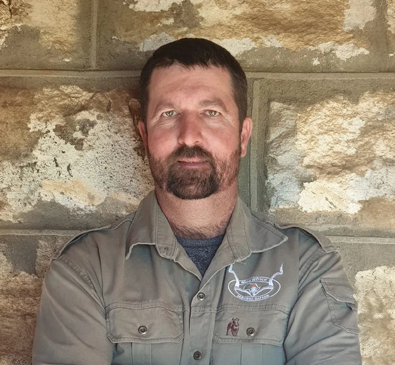 Chris Potgieter, Professional Hunter with Aloe Africa Hunting Safaris, in the South African bush.