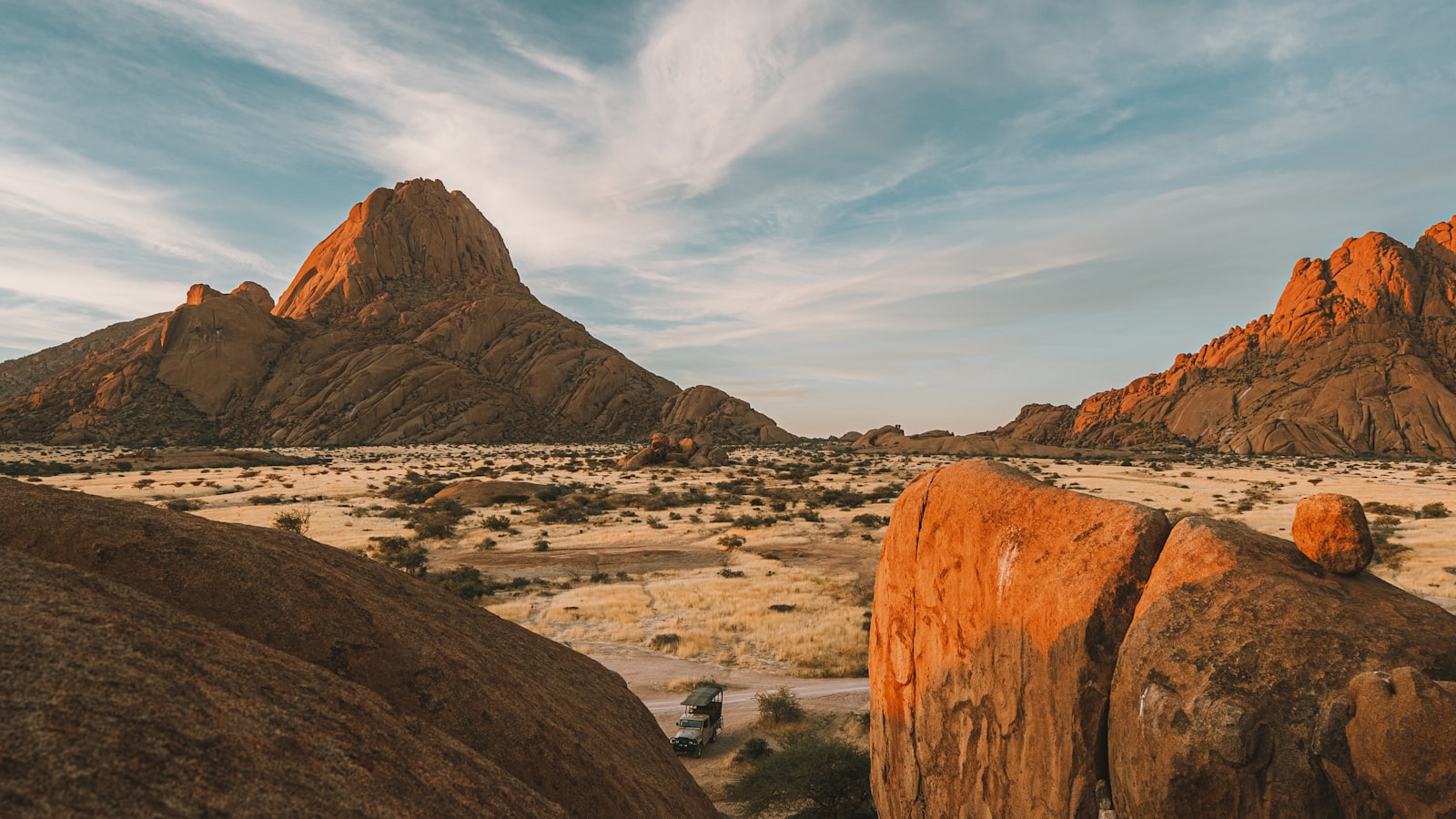 Granite rock formations at Spitzkoppe, Namibia, at sunset